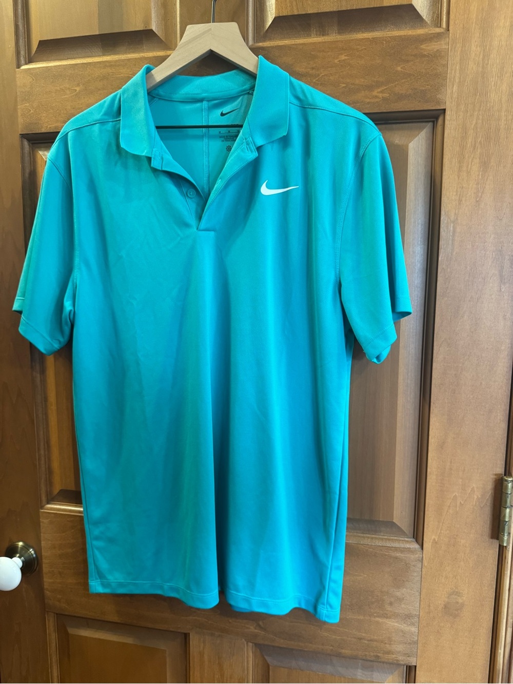 Nike Men's Teal Polo with White Swoosh